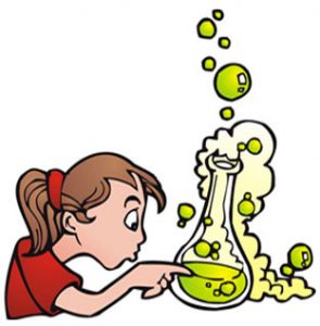 cartoon image of girl with beaker