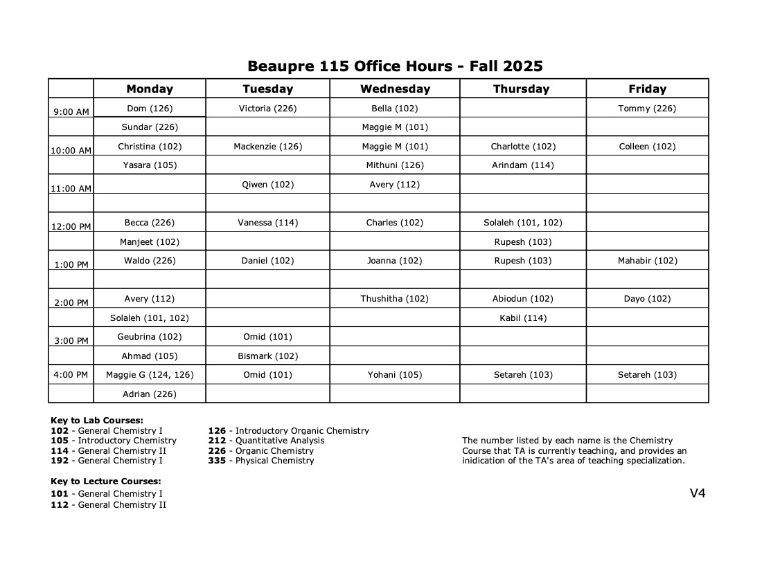 office hour schedule